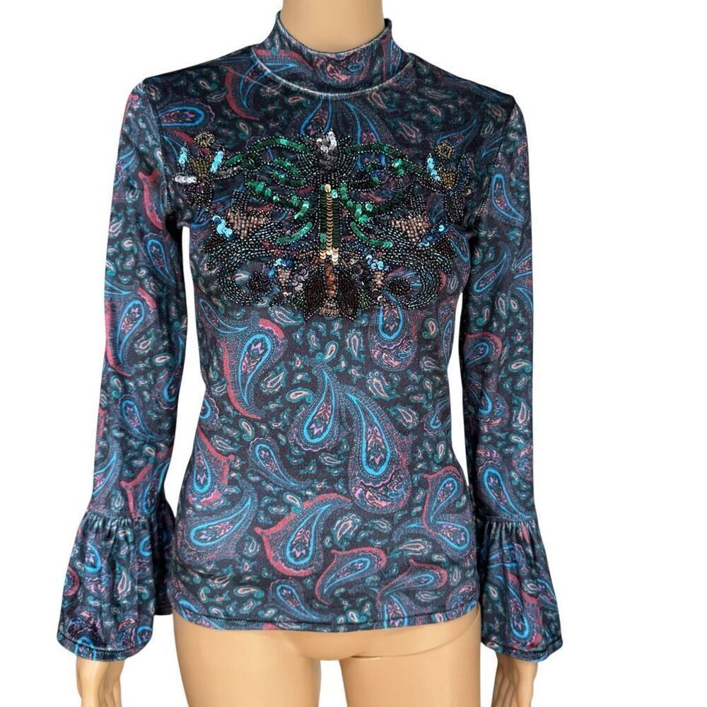 Free People L’amour Paisley Velvet Top size XS - Picture 5 of 11